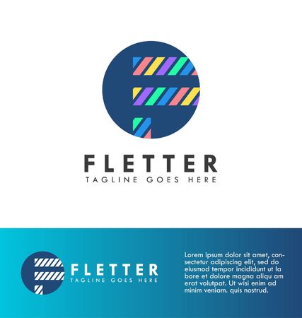 Alphabet F letter logo design template. F vector icon and logo design.のイラスト素材