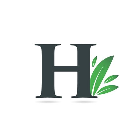 Initial Letter H Leaf Logoのイラスト素材
