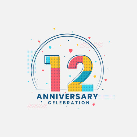 12 Anniversary celebration, Modern 12th Anniversary designのイラスト素材