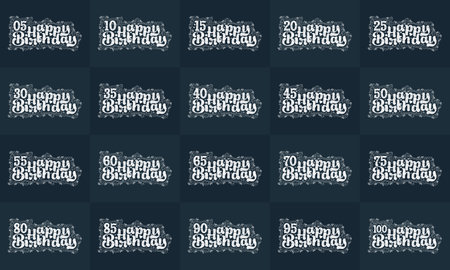 Birthday Celebration lettering design bundle. Typography  Birthday design setのイラスト素材