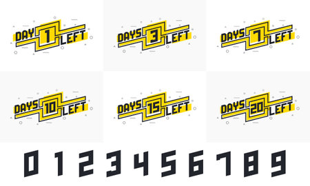 Sells promotional design bundle. 1, 3, 7, 10, 15, 20 days left countdown design set.のイラスト素材