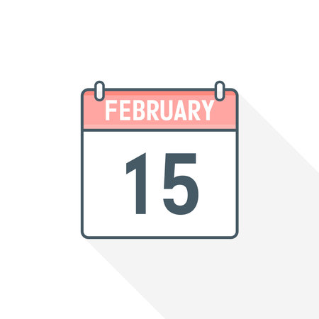15th February calendar icon. February 15 calendar Date Month icon vector illustratorのイラスト素材