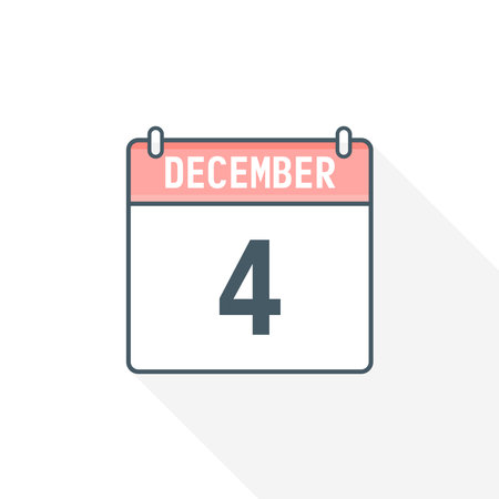 4th December calendar icon. December 4 calendar Date Month icon vector illustratorのイラスト素材