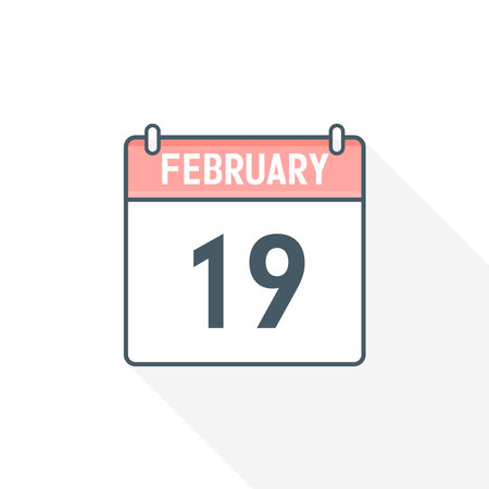 19th February calendar icon. February 19 calendar Date Month icon vector illustratorのイラスト素材