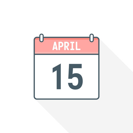 15th April calendar icon. April 15 calendar Date Month icon vector illustratorのイラスト素材