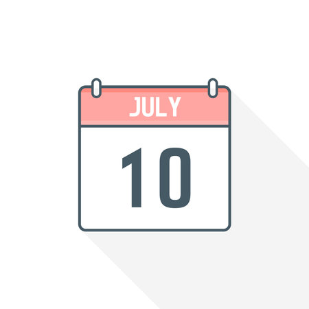10th July calendar icon. July 10 calendar Date Month icon vector illustratorのイラスト素材