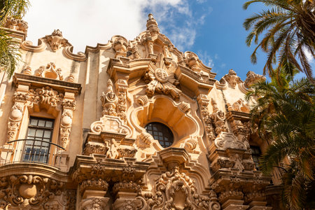 The Research Library, Natural History Museum San Diego, Balboa Park. California. Spanish Colonial Revival Architecture. The Nat. Horizontal. Palm Tree. Tourism, Traveling, March 13, 2024 San Diego.のeditorial素材