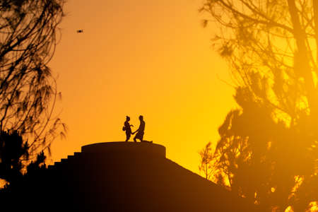 beautiful shot of couple in the sunlightの写真素材