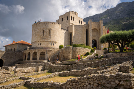KRUJA, ALBANIA SEPTEMBER 10, 2022: Castle Kruje, Skanderbeg Museum in Albania, Europeのeditorial素材
