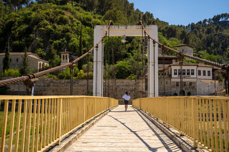 Berat, Albania - March 15 2023 : Houses in old historic city of Berat in Albania, World Heritage Site by UNESCO.のeditorial素材