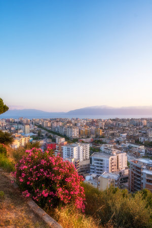 Albania- Vlora- cityscape as seen from hill Kuzum Baba