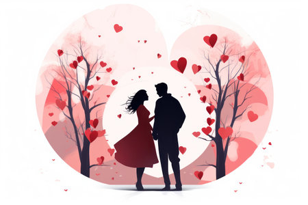 minimalistic valentines day background with couple. Generative ai imageの素材