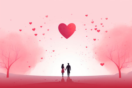minimalistic valentines day background with couple. Generative ai imageの素材