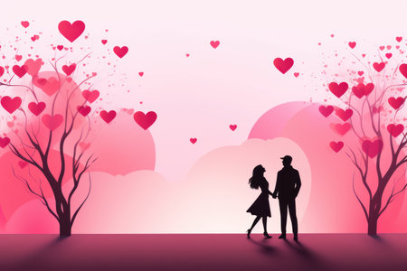 minimalistic valentines day background with couple. Generative ai imageの素材