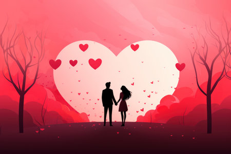 minimalistic valentines day background with couple. Generative ai imageの素材
