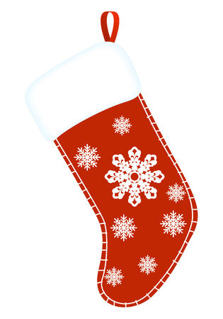 Christmas sock. Red and white gift sock. vector illustration.のイラスト素材