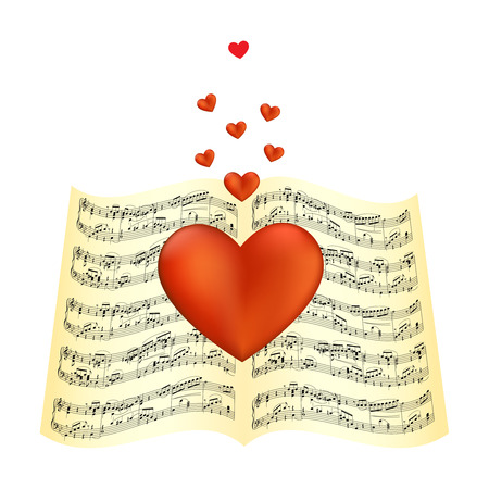 Heart laying on sheet music  illustration のイラスト素材
