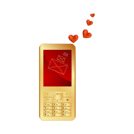 Phone and hearts isolated on a white background  Vector illustration のイラスト素材