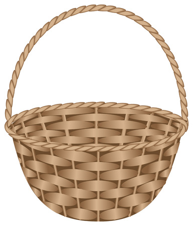 Brown weaved basket. Vector illustration, isolated on a whiteのイラスト素材