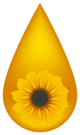 Yellow drop with sunflower blossom. のイラスト素材