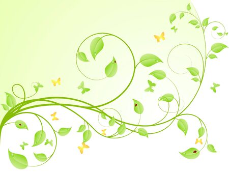 Young sapling with butterflies.のイラスト素材