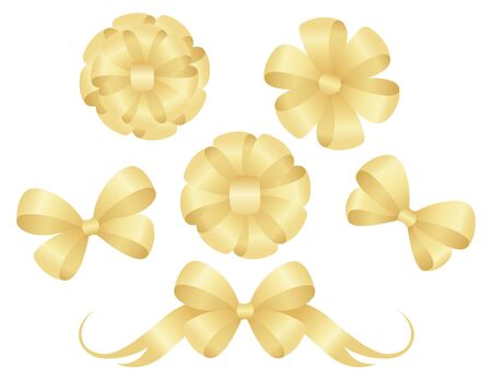 Set of celebratory yellow bows. の写真素材