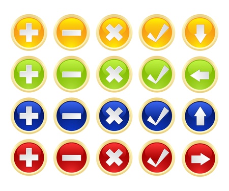 Set buttons: add, exclude, check, delete, eccept, arrows.のイラスト素材