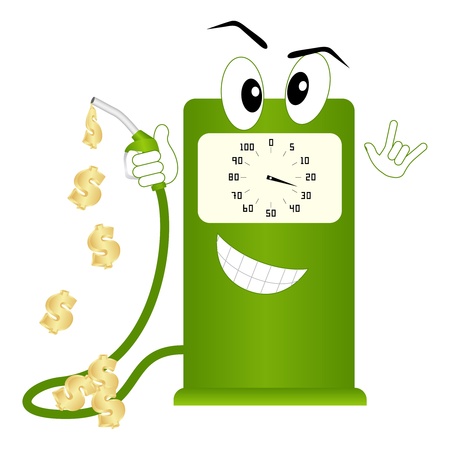 Dollars drip from the petrol pump. illustration.のイラスト素材