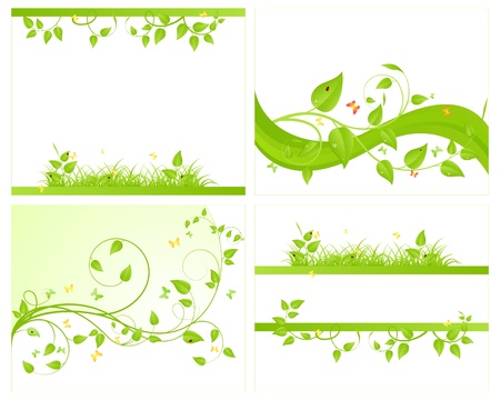 Four green backgrounds. Vector illustration.のイラスト素材