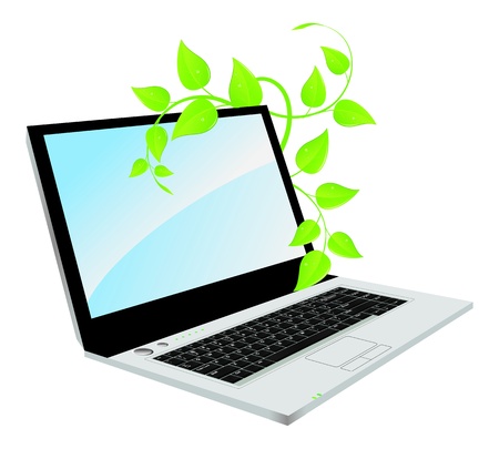 A laptop with a plantのイラスト素材