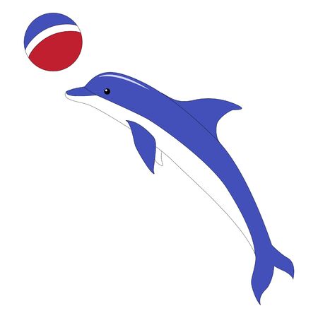 A dolphin with a ball, isolated on a whiteのイラスト素材