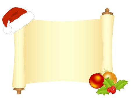 Scroll with Christmas decorations.isolated on a whiteのイラスト素材