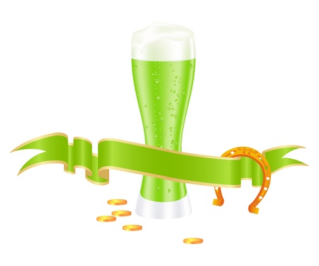 Green beer with shamrock for st. patrickのイラスト素材