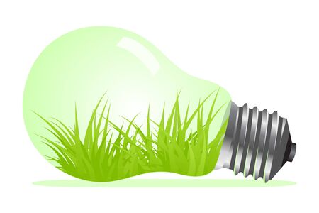 Light bulb with grass inside illustration, isolated on white のイラスト素材