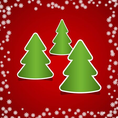 Red christmas card with paper christmas trees  Vector illustration のイラスト素材