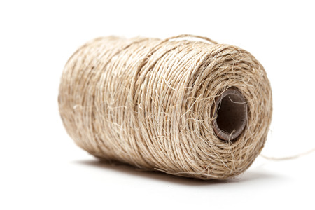 Linen string isolated on a white backgroundの写真素材