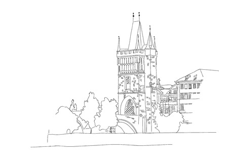 Charles Bridge in Prague. Sketch. のイラスト素材