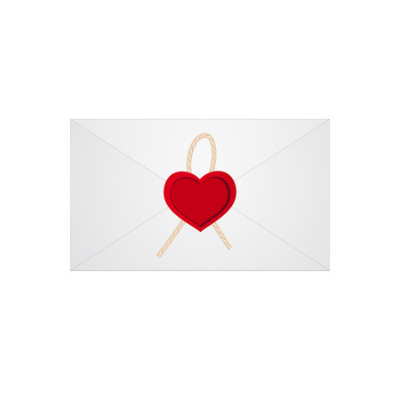 Wax shaped heart sealed envelopes. Vector illustrationのイラスト素材