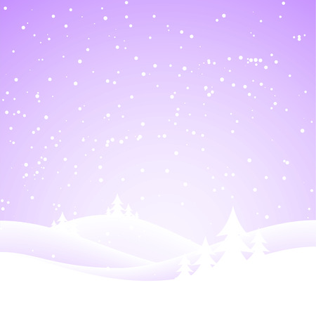 Snow covered wintery scene.Snow falling over a fir tree forestのイラスト素材