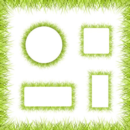 Green grass frame isolated on white. Vector illustration.のイラスト素材