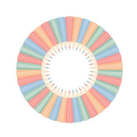 Round frame of color pencils. Vector illustration.のイラスト素材