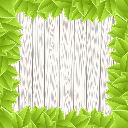 leaves over wood fence background ,vector illusrationのイラスト素材