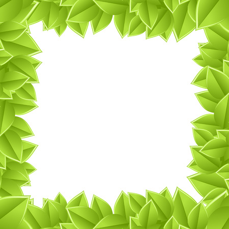 Fresh spring green  leaves frame template. vector illustrationのイラスト素材