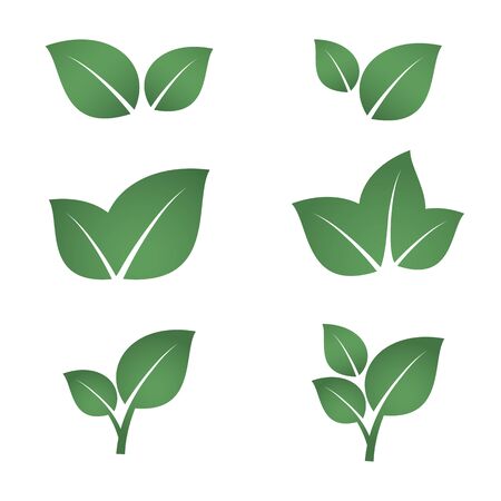 Set of green leaves. Element for design. vector illustrationのイラスト素材