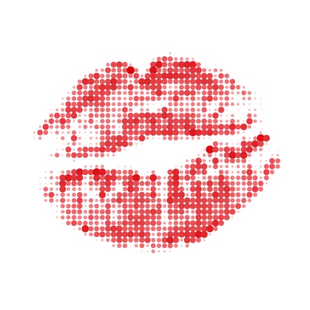 Halftone red attractive woman lips, vector illustrationのイラスト素材