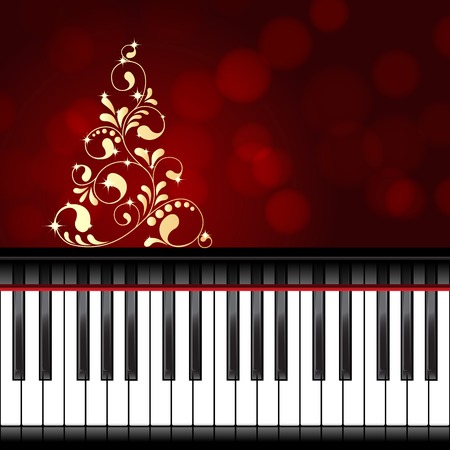 Abstract christmas background with piano keyboard. vector illustrationのイラスト素材