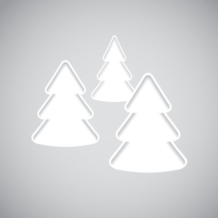 Vector white paper Christmas trees on a grey background. illustrationのイラスト素材