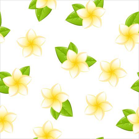 Seamless pattern - White frangipani flowers, vector illustrationのイラスト素材