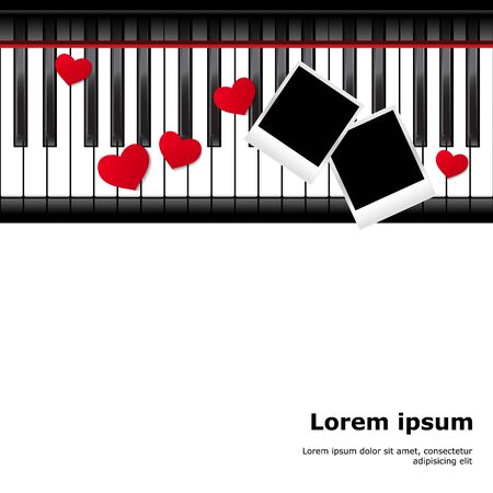 Template with piano keyboard on white and white background. Vector illustration.のイラスト素材