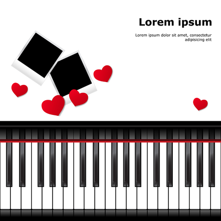 Template with piano keyboard on white and white background. Vector illustration.のイラスト素材